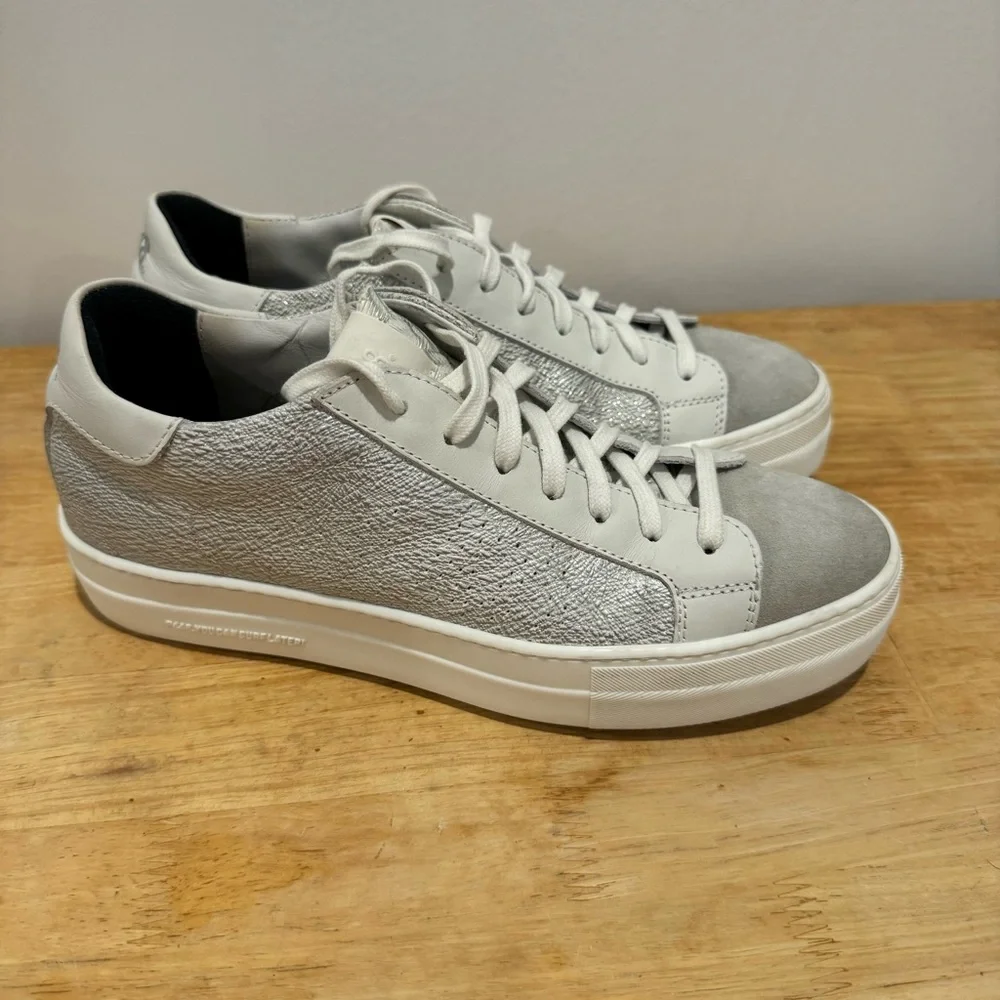 P448 THEA TASK Platform Silvery and‎ white Sneakers size 41